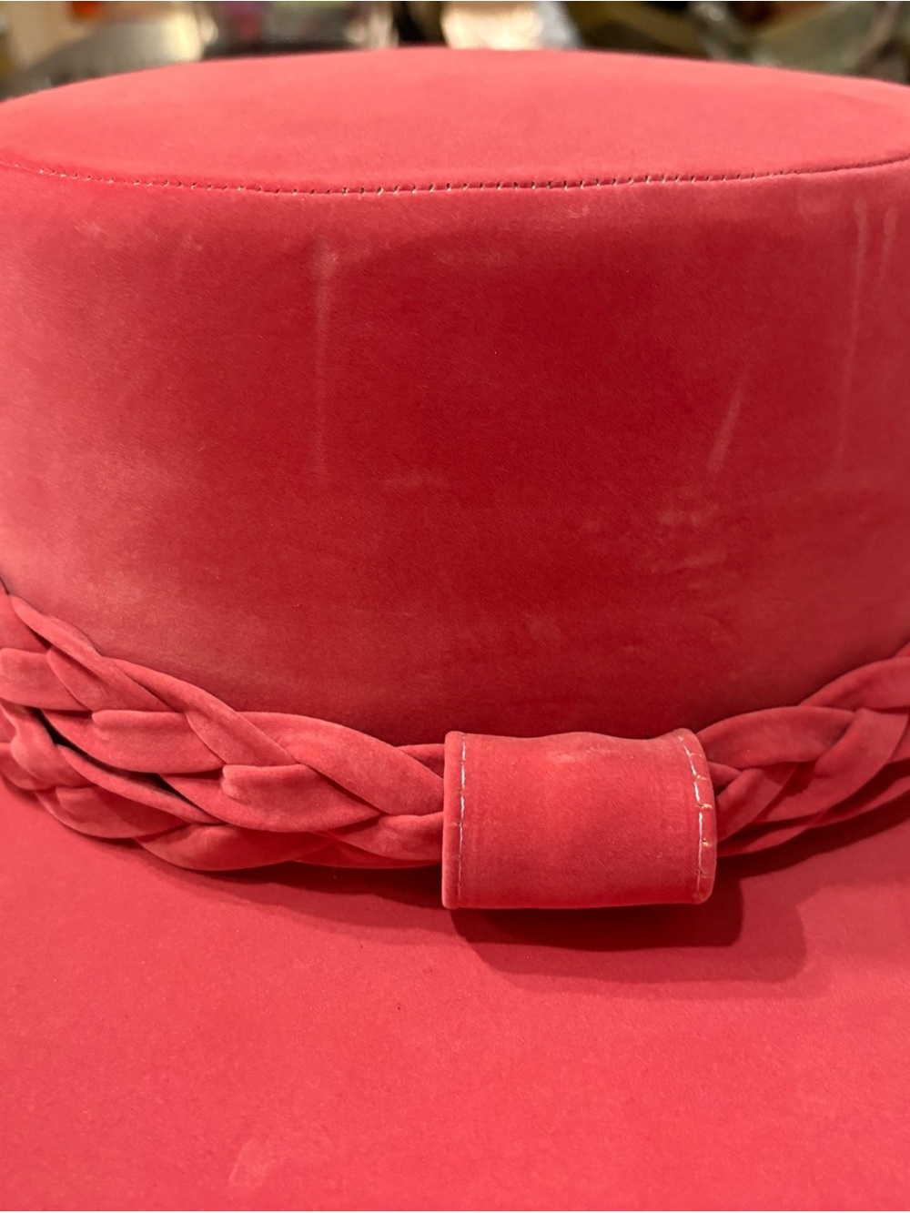 Anthropologie Red Braided-Band Felt Top Hat